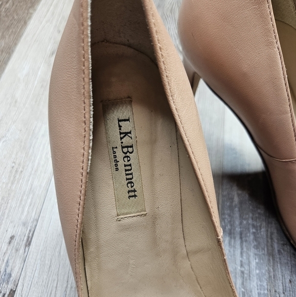 LK Bennett Nude Pumps Floret Leather Pointed Toe Courts - Picture 5 of 14